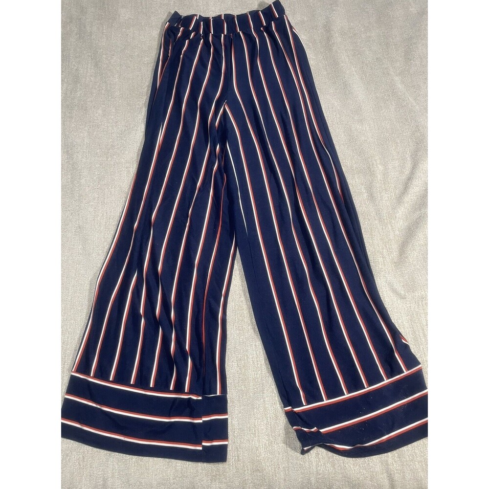Ultra Flirt Pants Women's Medium Navy Striped Wide Leg Pants